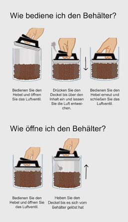 Контейнер для кави KC Kitchen & Co. 1 кг, нержавіюча сталь, вакуумний клапан, 2800 мл, білий матовий/чорний матовий