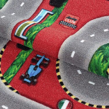 Домашній дитячий килим з коротким ворсом, килимок для дитячої кімнати, килимок для ігор, доріжка для гонок, автомобіль колір розмір (120 x 170 см, червоний)