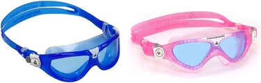 Окуляри для плавання Aqua Sphere Seal Kid 2.0 сині і біло-блакитні лінзи і окуляри для плавання Vista дитячі окуляри для дайвінгу сині окуляри, рожеві / білі, одного розміру