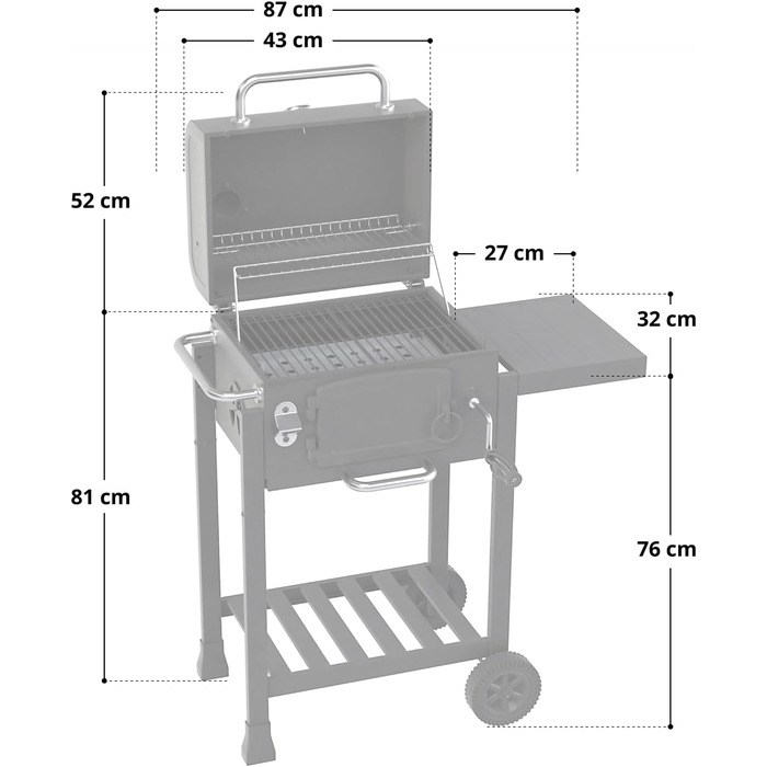 Коптильня для барбекю GRILLWAGEN вугілля для барбекю гриль камінна підставка гриль коптильня аксесуари чавун (чавунна решітка) (HERO)