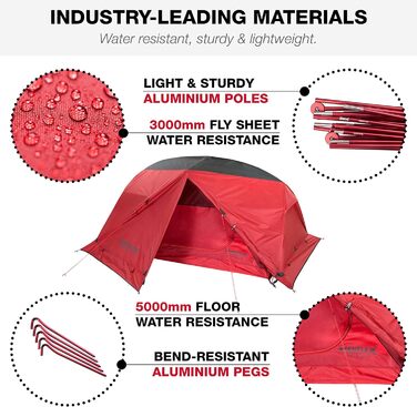 Кемпінговий намет KeenFlex на 1-2 особи двостінний ультралегкий 2P червоний