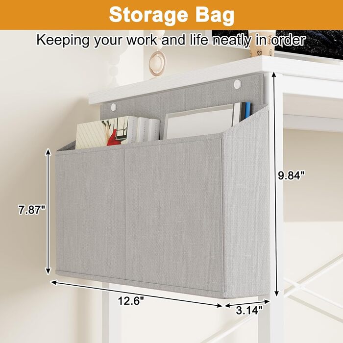 Кутовий комп'ютерний стіл Grandder з регульованими полицями, 101.6 см, з кишенькою для зберігання, ігровий стіл для дому та офісу