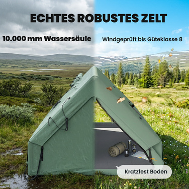 Надувний намет для 8-10 осіб, швидке встановлення, всесезонний, водонепроникний, стійкий до подряпин, з отвором для димоходу та вікном у даху