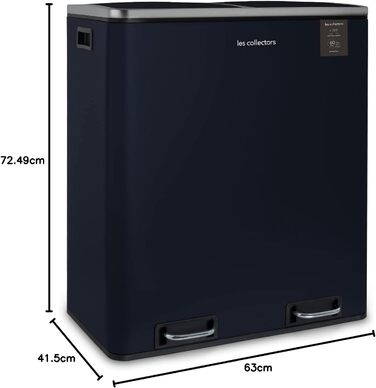 Сміттєвий бак Les Collectionneurs Sensor №1012, 69л, 3 відсіки (47+11+11л), автоматичне відкривання, інфрачервоний датчик, тиха кришка, дизайн (темно-синій)