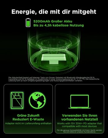 Govee LED лампа з колонкою JBL, Matter-сумісна, акумуляторна, 16 музичних режимів та 100+ сцен