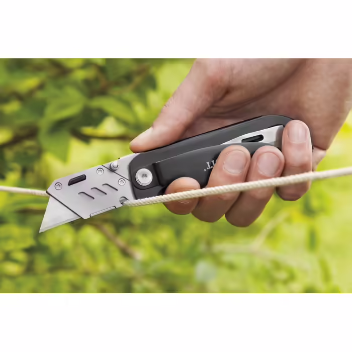Westcott E-84034 Багатофункціональний ніж-мультитул з лезом Drop-Point 7,5 см, складаною пилкою 7,5 см, викруткою, LED-ліхтариком, лінійкою, металевою ручкою, чорний, 19 см