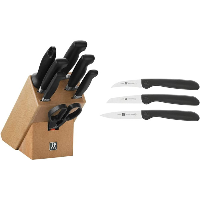 Набір ножів Zwilling Vier Sterne з підставкою, FRIODUR, з точилом та ножицями, світло-коричневий