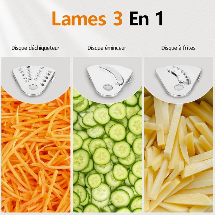 Кухонний комбайн Camic 1500W з мискою 2.5л, 6 програм, подрібнювач, нарізач, міксер – аксесуари, для дому (Silver-up)