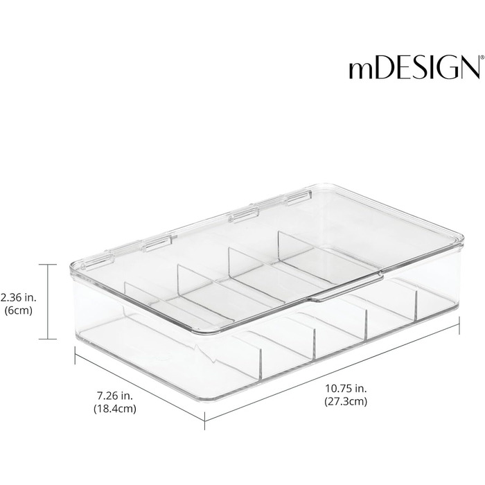 Коробка для зберігання окулярів mDesign Практична коробка для відділення як лоток для окулярів - Набір з 2 прозорих