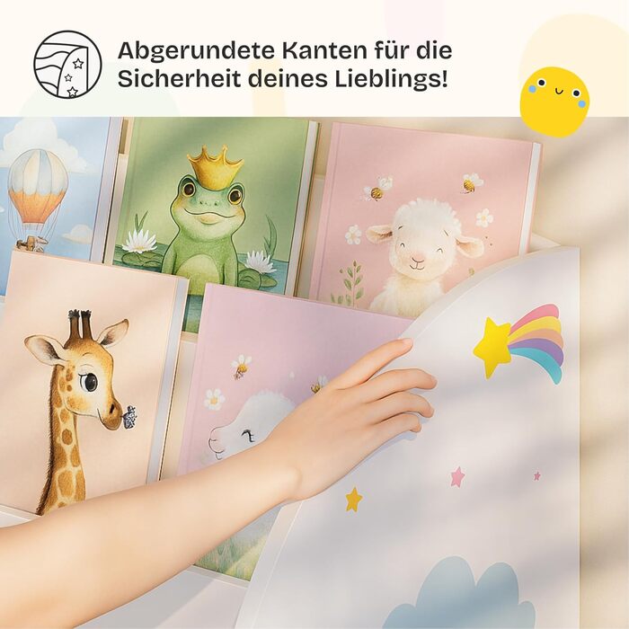 Дитяча полиця для іграшок Lysekil від en.casa з 2 ящиками для зберігання, 100 x 93 x 30 см, мотив єдинорога