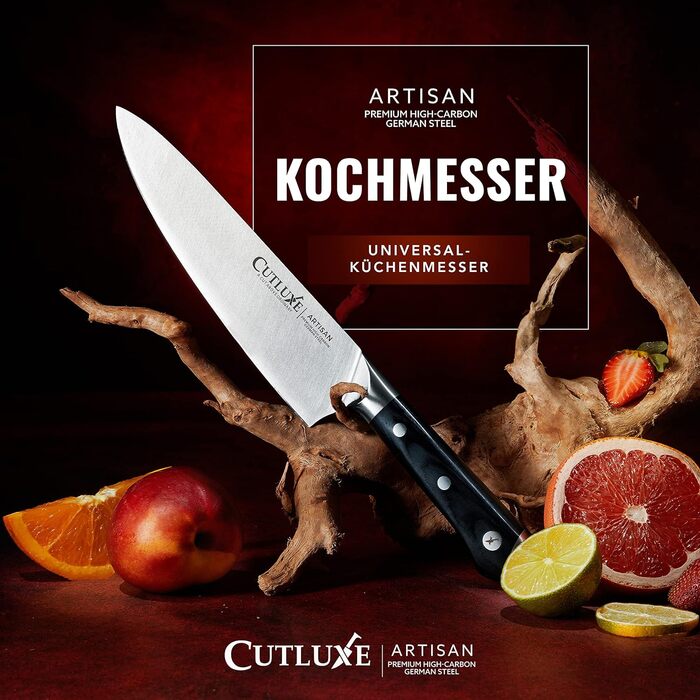 Ніж кухарський Cutluxe 20 см – кухонний ніж з німецької сталі, серія Artisan