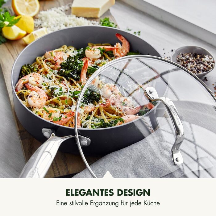 Сковорода GreenPan Valencia Pro з антипригарним покриттям Harteloxierte Gesunde Keramik, 20 см та 26 см, без PFAS, з нержавіючою ручкою, для індукційних плит, можна мити в посудомийній машині та використовувати в духовці, сіра