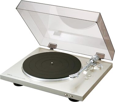 Denon DP-300 F повністю автоматичний програвач вінілових платівок з ремінним приводом, вбудованим фонокоректором, сріблястий