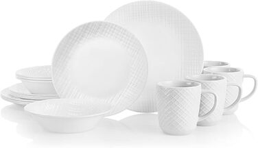 Набір посуду Corelle, лляна тканина, тиснення, 16 шт. , білий