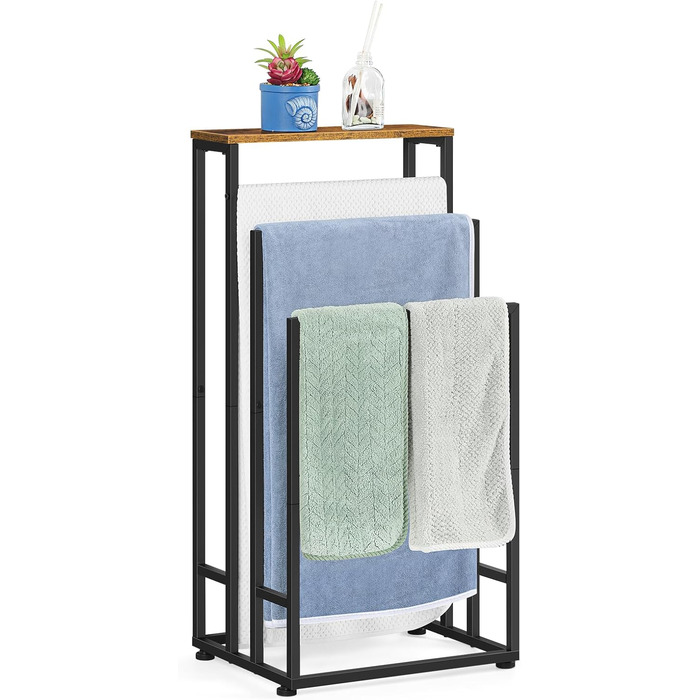 Підставка для рушників Smusei, настільна, 3-ярусна, з полицею з дерева, з нержавіючої сталі, для ванної кімнати та вітальні, 40x30x82 см, чорний (вінтажний коричневий)