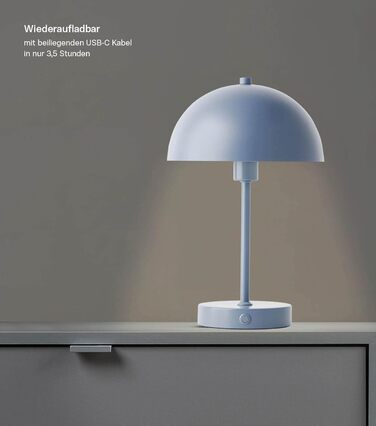 LED настільна лампа Mokebo® 'Leuchtturm' – бездротова, диммерна, з USB-C, ретро, металева, тепле світло, тауп (сіро-бежевий)