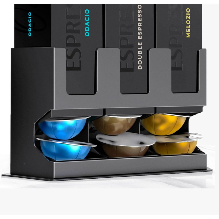 Диспенсер для капсул Nespresso Vertuo GalvanoX (3 шт.), органайзер для стільниці, сталевий, вміщує 3 смаки (30 капсул)