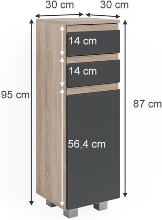 Антрацит/Дуб, 30x95 см (Sonoma)