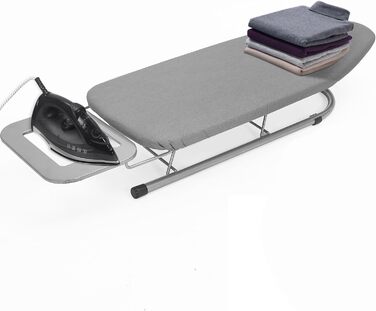 Прасувальна дошка Rainberg Tisch-Bügelbrett: компактна, сіра, 76 x 30 см, з бавовняним покриттям та підставкою для праски