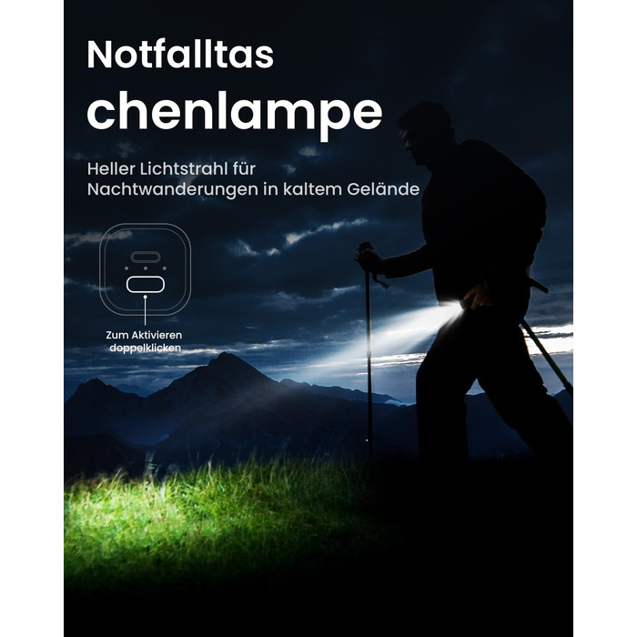 Електричний грівець для рук Gaiatop 8000mAh з LED-ліхтариком (2 шт.), магнітний, 3 швидкості нагріву, для жінок, сім'ї, активного відпочинку, чорний