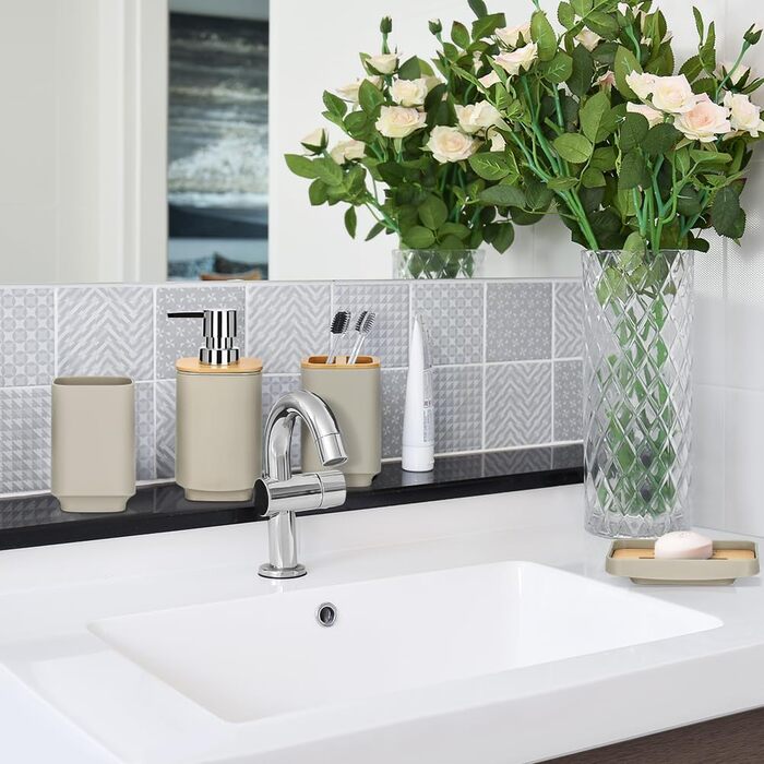 Набір аксесуарів для ванної кімнати JOTOM з бамбука (6 шт.) - сучасний дизайн