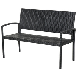 Садова лавка Outsunny Poly Rattan 2-місна паркова лавка зі сталевим каркасом і плетеним чорним W122 x D60 x H87 см для саду та патіо
