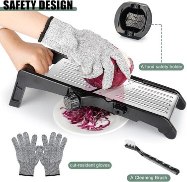Мандоліновий ніж, 7-в-1, набір для нарізки овочів: овочерізка, тертка для картоплі, цибулі, огірків, капусти, рукавички та щітка для чищення