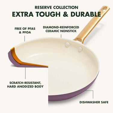 Набір сковорідок GreenPan Reserve з керамічним покриттям, 3 шт. (10', 12', 24 см), фіолетовий