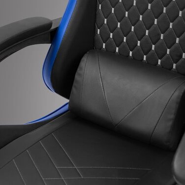 Ігровий крісло Mars Gaming MGC-PRO, чорно-синій, з дихаючою тканиною, регульовані підлокітники та спинка, подушки для попереку та шиї, XL-колеса