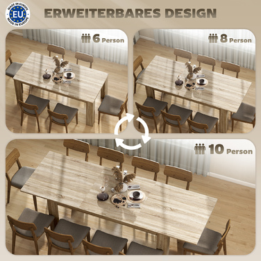 Розсувний обідній стіл, що розширюється з 180 до 260 см, на 6-10 осіб, з дерева.