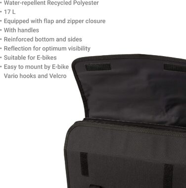 Для багажника, бічна сумка 23 л велосипед, світловідбиваюча, легка збірка, екологічний матеріал Re Think - чорний 23 чорний