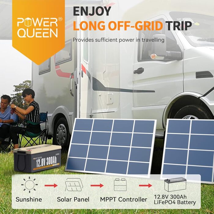 Акумуляторна батарея Power Queen 12,8 В 100 Ач LiFePO4, батарея 1280 Втгод зі 100 А BMS, 4000 циклів зарядки, ідеально підходить як джерело живлення для тягового тролінгового двигуна 30 70 фунтів, автофургонів, човна (12V300Ah)