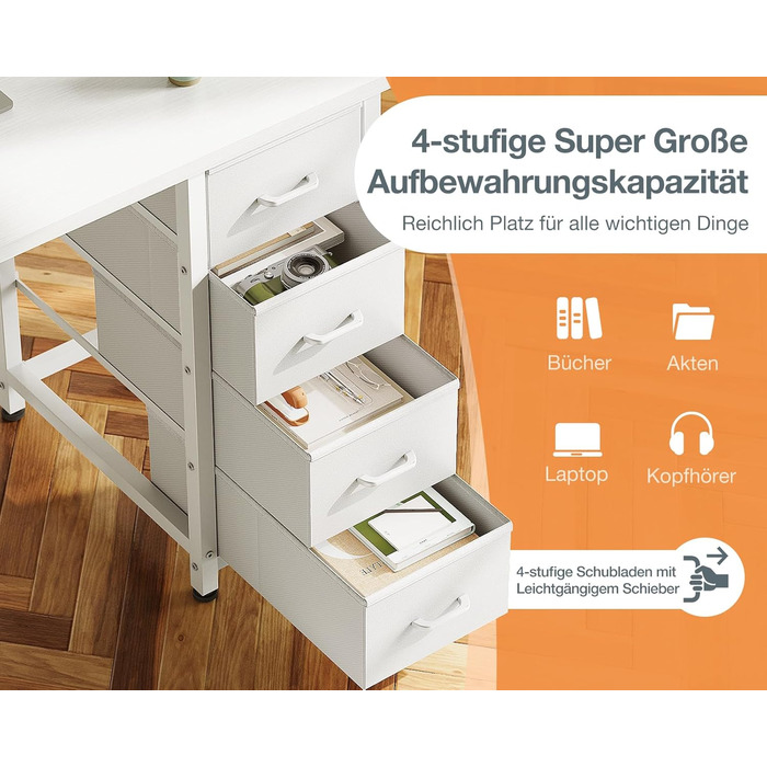 Компактний письмовий стіл Coleshome з 4 шухлядами, 100x40 см, з полицями, для офісу, кабінету, спальні