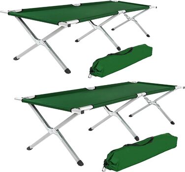 Кемпінгове ліжко tectake XL Alu з завантаженням до 150 кг з сумкою для транспортування - Різні кольори та кількість - 2 шт. Зелений