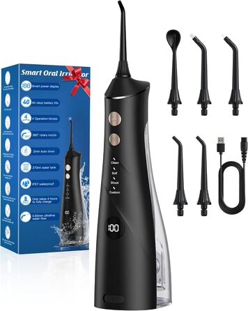 Електрична ірigator для порожнини рота Munddusche: 5 насадок, 4 режими, IPX7, для дому та подорожей