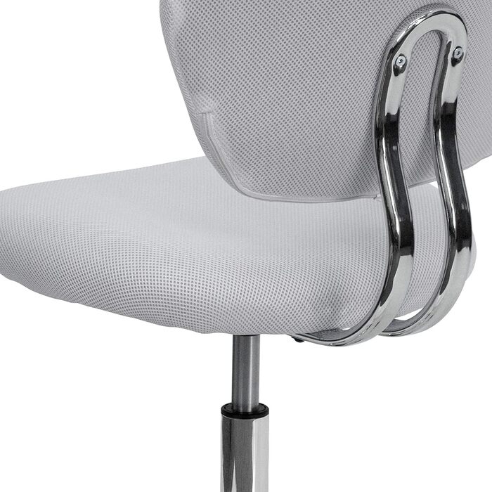 Офісне крісло Flash Furniture H-2376-F-WHT-GG, середня спинка, біла сітка, хромована основа, без підлокітників