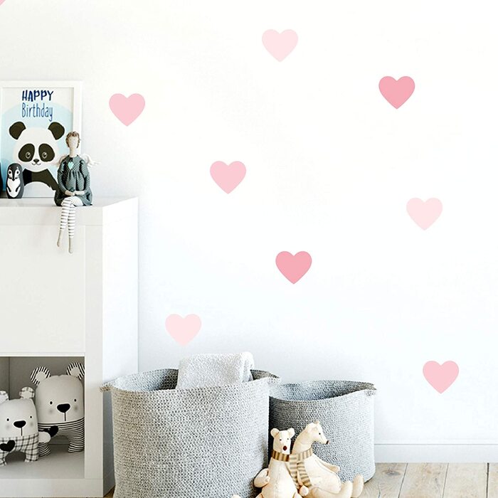 Наклейки на стіни для дитячої кімнати з сердечками, самоклеючі рожеві сердечка (комплект з 36 міс.)