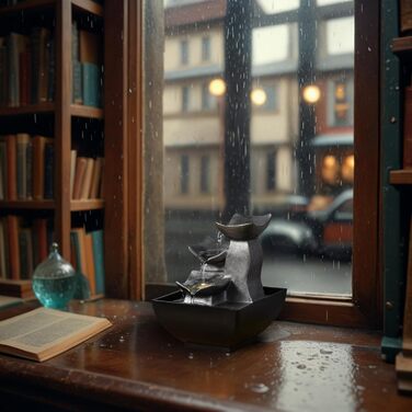 Фонтан для дому Zen'Light Boro: розслаблюючий водоспад з LED-підсвіткою для вітальні, спальні, офісу. Ідеальний для медитації та релаксації. Замкнутий цикл, H 18 см