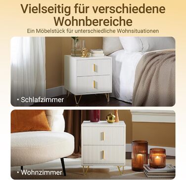 Приліжкова тумбочка SoBuy з 2 шухлядами, біла, 40x40x47 см