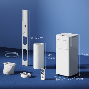 3-в-1 Кондиціонер, Вентилятор зі світлодіодним дисплеєм, Миючий фільтр, Таймер, Білий