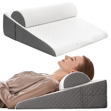 Набір з 4 подушок-валиків ортопедичних з Memory Foam для спини, для сну після операції, з підголовником (7,5 см)