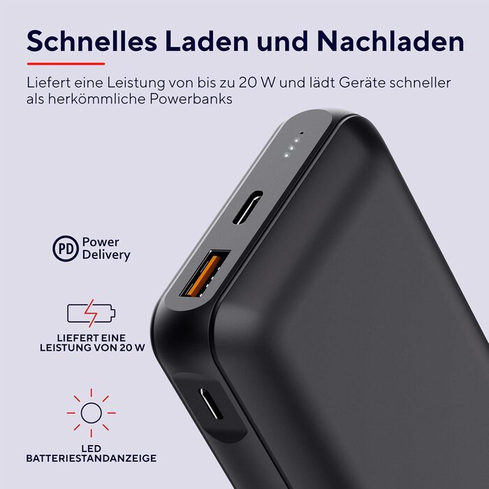 Перероблений пластик, в т.ч. кабель, 10000mAh 20W Powerbank, PD 18W USB-C, QC 3.0, 50