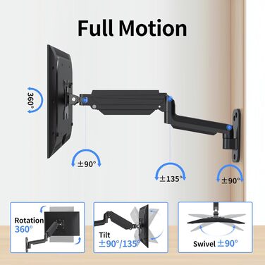 Кріплення для монітора Suptek, 13-32 дюйми, LED/LCD/TV, до 9 кг, газ-амортизатор, регулювання висоти, нахил, поворот, VESA 75/100