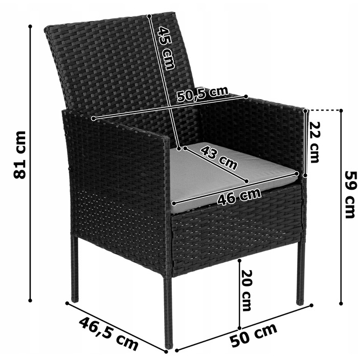 Комплект садових меблів з техноротанга eHokery Magnolia, чорний, 4 предмети