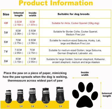 Водонепроникне взуття для собак з нековзною підошвою та світловідбиваючими ремінцями (розмір 4), 4 шт.