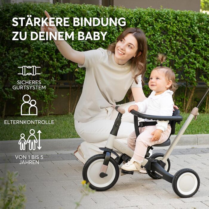 Триколісний велосипед KikkaBoo FLIP 5-в-1, з штовхальною ручкою, від 1 року до 5 років, армійсько-зелений