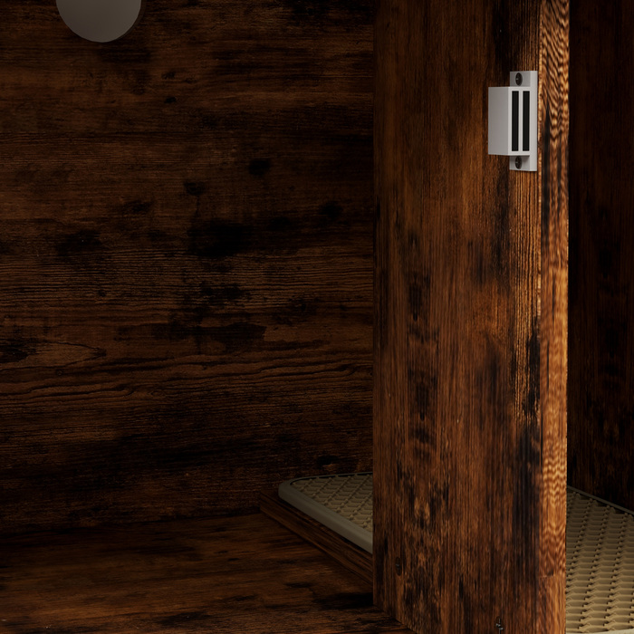 Котомийка з 3-ярусним стелажем та когтеточкою, закритий лоток для котів, 80 x 48 x 152 см, Коричневий