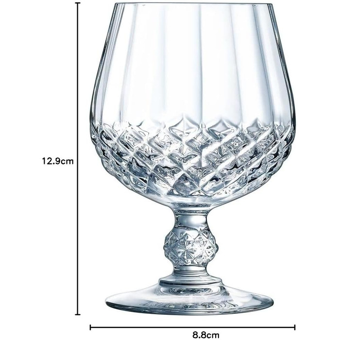Набір келихів для коньяку Cristal d'Arques Paris Longchamp, 320 мл, 6 шт., Kwarx, міцна упаковка