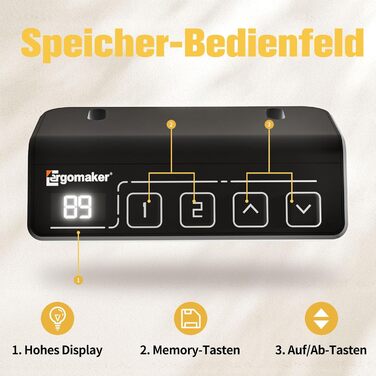 Електричний регульований стіл Ergomaker з пам'яттю та плавним запуском/зупинкою, телескопічний, одномоторний, білий