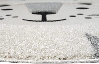 М'який затишний дитячий килим the carpet Lou, М'який затишний ворс, легкий у догляді, стійкий до фарбування, відкритий, 3D-вид, мотив Лева, круглий 160 см (круглий 80 х 80 см, кремовий-2)